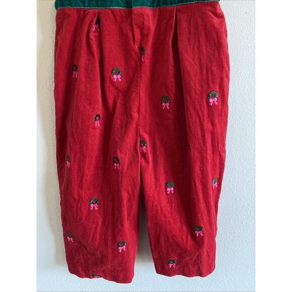 Hartstrings Red Velvet Holiday Christmas Embroidered Wreath Bow 24M Toddler Baby - Picture 6 of 7